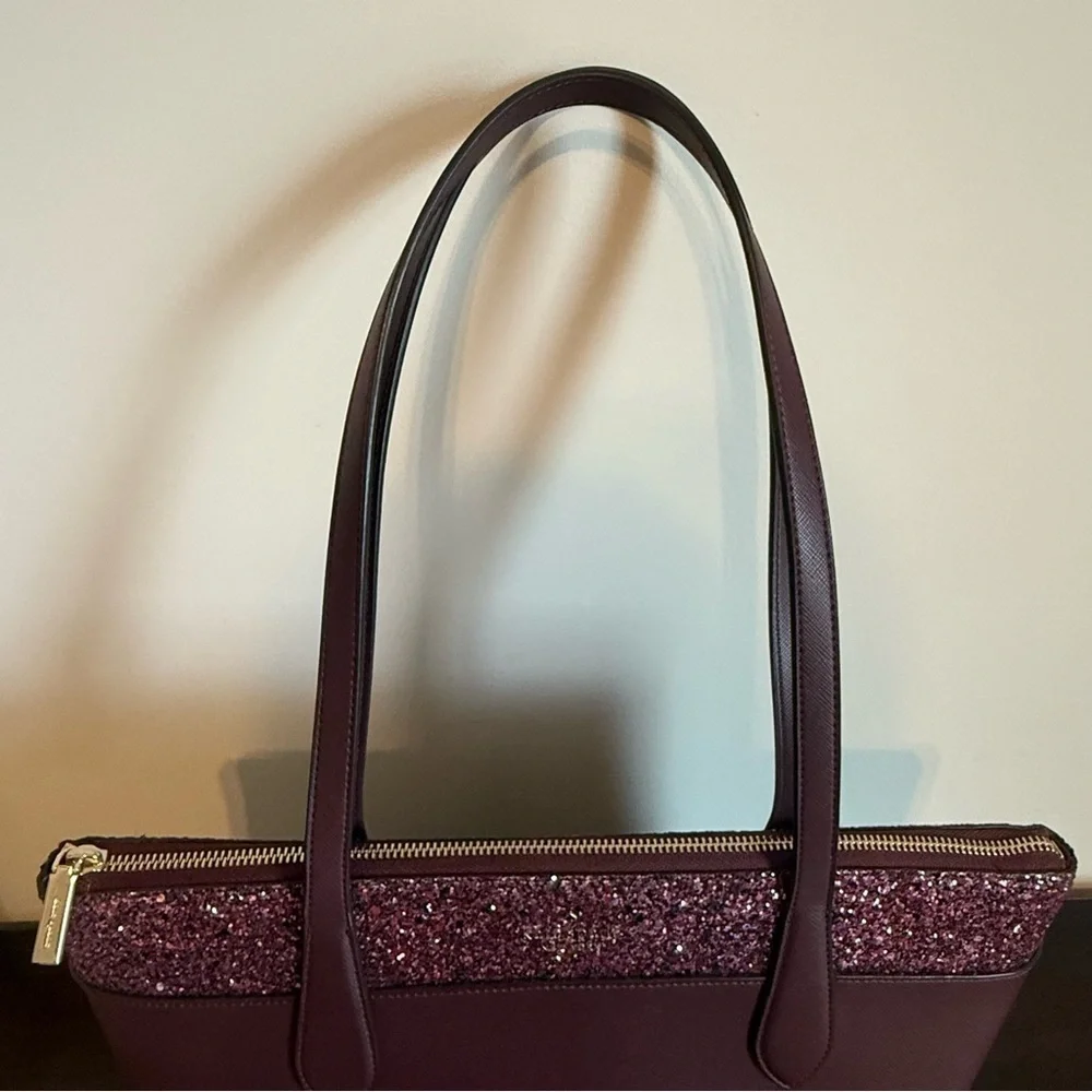 Kate Spade Burgundy Holiday Glam Accent Tote Shoulder Bag